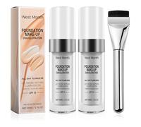 Fondotinta Cambia Colore Impeccabile,Changing Foundation, Fondotinta Flawless Finish Naturale, Texture Leggera, Waterproof, Trucco Nude, 2 X 30 ml Fondotinta Liquido +1 pennello per fondotinta
