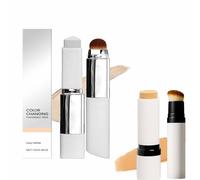 Fondotinta In Stick Cambia Colore 2 In 1, Bianco, Idratante Per Il Viso, Coprenza Totale, A Doppia Punta Con Pennello Staccabile (Bianco avorio)