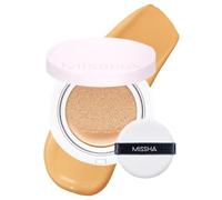 Fondotinta MISSHA Magic, cuscino n. 27 Honey Beige, per pelli medio-abbronzate, copertura impeccabile, finitura luminosa, facile applicazione per tutti i tipi di pelle.