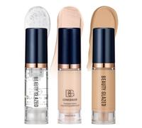 Fondotinta per il trucco, 3 combinazioni di primer+concealer+fondotinta liquido, fondotinta di lunga durata a copertura media e completa, fondotinta antiolio opaco e morbido