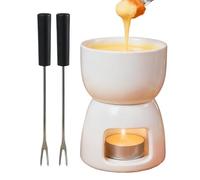 Fondue Cup - Ceramic Fondue Cups, Ceramic Pot with 2 Forks, Chocolate Fonduta Mug, 150 ml Chocolate Melting Cup for Cheese Dipping Butter Dessert Beverage Dinner Wedding Party Date Birthday