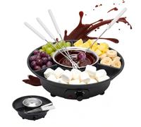 Fonduta elettrica al cioccolato con 4 spiedini, dispositivo per sciogliere il cioccolato e la coperta, 2 livelli di temperatura, ideale per fontane di cioccolato, pentola per fusione di cioccolato