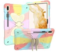 fonefunshop Custodia a farfalla compatibile con iPad 10a generazione 10.9 multicolore rosa arcobaleno con cinturino