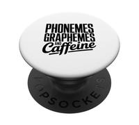 Fonemi, grafemi e caffeina, insegnante di lettura, amante del caffè PopSockets PopGrip Adesivo