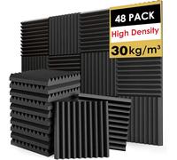 FONESO Confezione da 48 pannelli acustici, 2,5 x 30,5 x 30,5 cm, pannelli fonoassorbenti per pareti, pannelli fonoassorbenti in schiuma fonoassorbenti, pannelli fonoassorbenti resistenti al fuoco, per