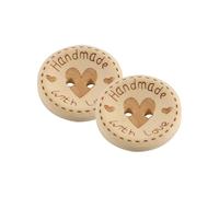 FONGKNOX 100 bottoni in legno da 20 mm, rotondi, realizzati a mano, con motivo a cuore, bottoni decorativi per cucire, fai da te, idea regalo