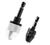 Fongmore 2 pezzi 1/4 di pollice gambo esagonale Keyless Drill Chuck Bit Convertitore Rapido Convertitore Estensione Cacciavite Adattatore Trapano Trapano Impact Drill Tool 0.3-6.5 mm 0.3-3.6 mm