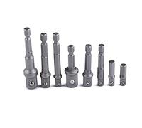 Fongmore Set di 8 adattatori per presa a percussione con attacco esagonale con dado quadrato per trapano elettrico a 1/4" 3/8" 1/2" Set di adattatori per presa a batteria