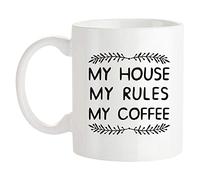Fonhark - My House, My Rule, My Coffee, tazza da caffè/tazza da 325 ml, colore: bianco