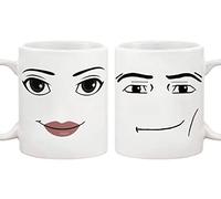 Fonhark Set di tazze divertenti con volto di uomo e donna, 325 ml, confezione da 2