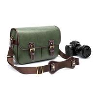 FonHNDG Borsa per fotocamera Borsa for fotocamera, elegante, alla moda, retrò, in pelle PU, borsa a mano, impermeabile, a tracolla, DSLR(Retro Green,L)