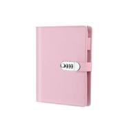 FonHNDG Diario con chiusura a chiave A5 A6 90Pages Password Book with Lock Diary Binder Refillable Paper with Pen Card Slot Leather Notebook Journal Student Notepad(A5 Pink)