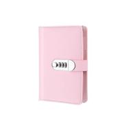FonHNDG Diario con chiusura a chiave A5 A6 90Pages Password Book with Lock Diary Binder Refillable Paper with Pen Card Slot Leather Notebook Journal Student Notepad(A6 Pink)