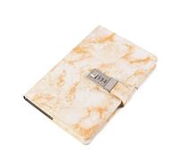 FonHNDG Diario con chiusura a chiave Quaderno con password, diario personale codice di blocco, note spesso in pelle PU, forniture for ufficio e scuola(Yellow)