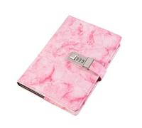 FonHNDG Diario con chiusura a chiave Quaderno con password, diario personale codice di blocco, note spesso in pelle PU, forniture for ufficio e scuola(Pink)