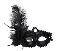 FonHNDG Maschere per feste Maschera da cigno in pizzo con palla sexy e piume(Black)