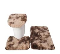 FonHNDG Set di tappeti da bagno Solid Color Bathroom Mat Set Fluffy Bath Carpets Toilet Lid Cover Rug Kit Rectangle Versatile Non-Slip(Beige coffee)