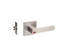 FonHNDG Set maniglia porta Serratura a tre poli for bagno con indicatore rosso e verde for porta interna Maniglia for del maniglia a una linguetta(Brushed silver)