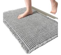 FonHNDG Zerbino intrecciato Tappetino da bagno in tessuto, zerbino assorbente for ingresso, tappeto for WC, nappe, morbido lavabile in lavatrice(Grey,46X77cm)