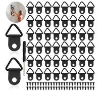 FONHREW 50 Pezzi Ganci per Quadri Muro Appendi Quadri Ganci per Foto Cornice a Dente di Sega con Dotazione Cacciavite e Viti Per Tele Foto Incorniciate Quadris Appendere Foto di Family Office (Nero-B)