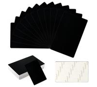 FONLAND 50 Pcs di biglietti da visita in metallo vuoti con retro autoadesivo, spessore 0,4 mm, biglietti da visita in alluminio incisi al laser per ufficio aziendale, carte regalo fai da te（Nero）