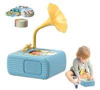 Fonografo per bambini con 96+8 carte,macchina per storie con fonografo per l'educazione precoce,lettore storie musicali educative,effetti sonori divertenti migliorano le capacità ascolto(Blue)