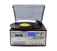 Fonografo vintage multifunzionale versatile Giradischi in vinile regolabile a 3 velocità con giradischi Cassetta CD Radio FM/AM,Di lunga durata