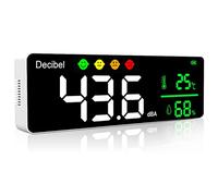 Fonometro Digitale Montato a Parete, 3In1 Misuratore di Decibel 30-130dB, Tester del Volume Rumore Audio con Temperatura e Umidità, Schermo LCD 11", Sound Monitor per Casa, Camera Bambino, Biblioteca