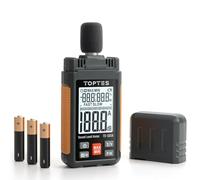 Fonometro, TopTes TS-501A Misuratore di decibel con schermo LCD retroilluminato da 2,25", ponderato A, intervallo 30-130 dB, valori MAX/MIN, uso domestico in fabbrica vicino al rumore - Arancione