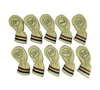 Fonowx 10 Pezzi Copri Testa Mazze da Golf Morbido Protezione Completa Impermeabile Materiale PU con Numeri Visibili Adatto per Uomini Appassionati, Verde