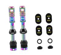 Fonowx 2 Pezzi Tubeless Presta Valvola STEM con Strumento Rimozione Nucleo Copricapsule Chiave per Raggi Lega di Alluminio Protezione Antiperdita Adatto a Ci, Colorato