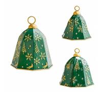Fonowx 3 Pezzi Ornamento a Campana con Motivi Natalizi Facile da Appendere Campanella di Ferro Appesa Festivo Decorazione Sospeso con Cordino, Verde
