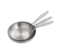Fonowx 3 Pezzi Wok Padelle Friggitrici Multifunzione Pentole Acciaio Inox Manico Ergonomico Facile Da Pulire Adatto per Professionale Campeggio, 22 Centimetri 24