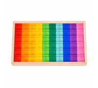 Fonowx 60 Pezzi Kit di Costruzione Acrilica con Forme Geometriche E Vassoio in Legno per l'Organizzazione Giocattoli di Impilamento E Ordinamento per, Stile B