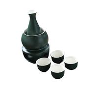 Fonowx 7 Pezzi Set Sake Tazze Ceramica Bottiglia Riscaldatore Base Artigianale Come Idea Regalo Adatto a Buffet Tea Party Incontri tra Amici, Verde