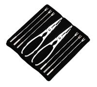 Fonowx 8 Pezzi Posate per Set Pinze Crostacei Forcelle Aghi Carne Apri Chele in Lega di Zinco E Acciaio in Cofanetto Adatto a, Set Da Otto Pezzi Con Due Pinze Per Granchio E 6 Aghi