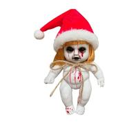 Fonowx Bambola Macabra per Decorazioni Halloween con Effetti Spaventosi E Materiale Resistente Ideale per Creare Atmosfere Horror in E Giardini, Ragazza di Babbo Natale Grande