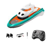 Fonowx Barca Telecomandata Giocattolo Mini RC con E Luci Realizzata in Pp Resistente Adatta a Bambini per Piscina Bagno Laghi Feste Compleanni, Arancia