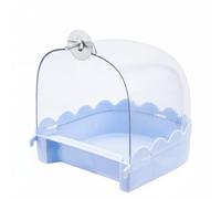 Fonowx Bird Bath Tub Vasca da Bagno per Uccelli Vaschetta Bagnetto Abbeveratoio Doccia Appendibile Trasparente in Plastica a Vite Adatta per Gabbie Interne, Blu