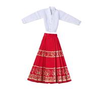 Fonowx Camicia E Abito Lungo in 1:6. Abbigliamento Realistico per Action Figure, Costumi E Bambole. Abbigliamento in Miniatura per Figure Femminili da, Rosso