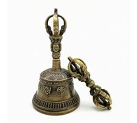 Fonowx Campana in Rame Campanella Rituale Campanello Meditazione Campana Cerimoniale con Artigianalità Tradizionale E Linee Montane con Mazzuolo per Meditazione Guidata Suono Casa, Piccolo