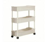 Fonowx Carrello Multiuso Liscio | Autoportante, Carrello da Bagno con Ruote, Durevole, Scaffale a 3 Ripiani con Ruote, per, Bianco, 25CM