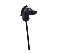 Fonowx Cavallo di Legno con Testa in Peluche, Giocattolo per Bambini Realizzato in Resistente Cotone PP per Giochi in Casa E in Costume, nero, Taglia unica