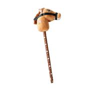 Fonowx Cavallo di Legno con Testa in Peluche, Giocattolo per Bambini Realizzato in Resistente Cotone PP per Giochi in Casa E in Costume, giallo, Taglia unica