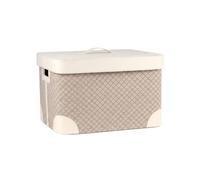 Fonowx Cestino Portatutto Scatola Contenitore Organizer Cesto con Coperchio in Pelle con Laterali E Interno Morbido Adatto per Camera da Letto Soggiorno, Bianco, Piccolo