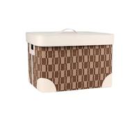 Fonowx Cestino Portatutto Scatola Contenitore Organizer Cesto con Coperchio in Pelle con Laterali E Interno Morbido Adatto per Camera da Letto Soggiorno, Nero E Caffè, Grande