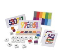 Fonowx Children Arithmetic Board Tavolozza Matematica in Legno con Base Scanalata Cubi Bianchi Cifre Simboli Carte attività Ordinamento Colori E Calcolo per