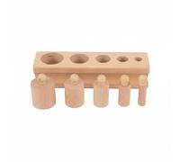 Fonowx Cilindro per Bambini Gioco Educativo Legno Cilindri Presa Puzzle Incastro Blocchi Attività Manuale in Faggio Naturale, Legno Naturale Set Spesso-sottile Non Toccare L Acqua