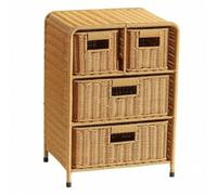 Fonowx Comodino con Cassetti Comodino Cassettiera Tavolino da Letto da Notte in Rattan Sintetico con Ripiano Superiore E Intermedio Cassetti Stile