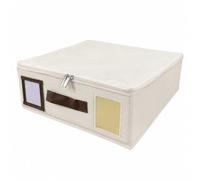 Fonowx Contenitore per Sottosopra in Tela con Cerniera Laterale E Tasca Etichetta per Conservare Abiti Invernali Coperte E Biancheria da Letto in Modo, Beige